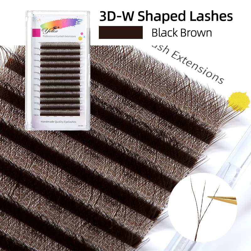 Ekstensi Bulu Mata Kipas Premade Bentuk W 2D-5D Coklat