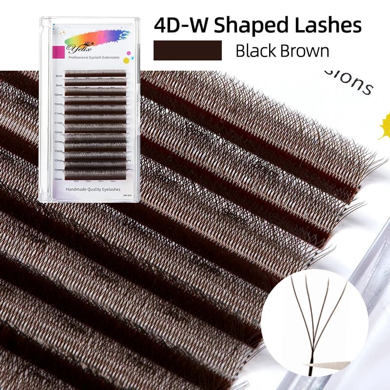 Ekstensi Bulu Mata Kipas Premade Bentuk W 2D-5D Coklat