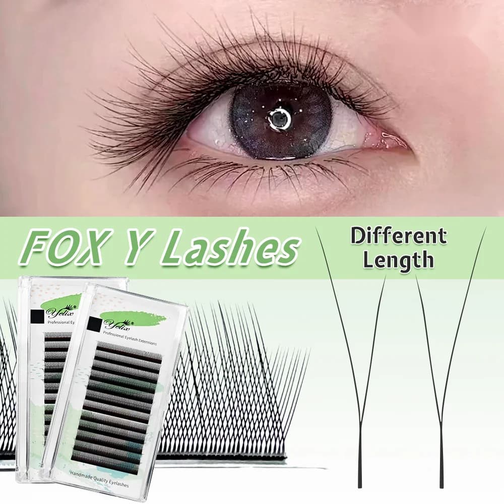Bulu Mata Kipas Fox Y Shape B/C Curl Premade Campuran 8-13mm