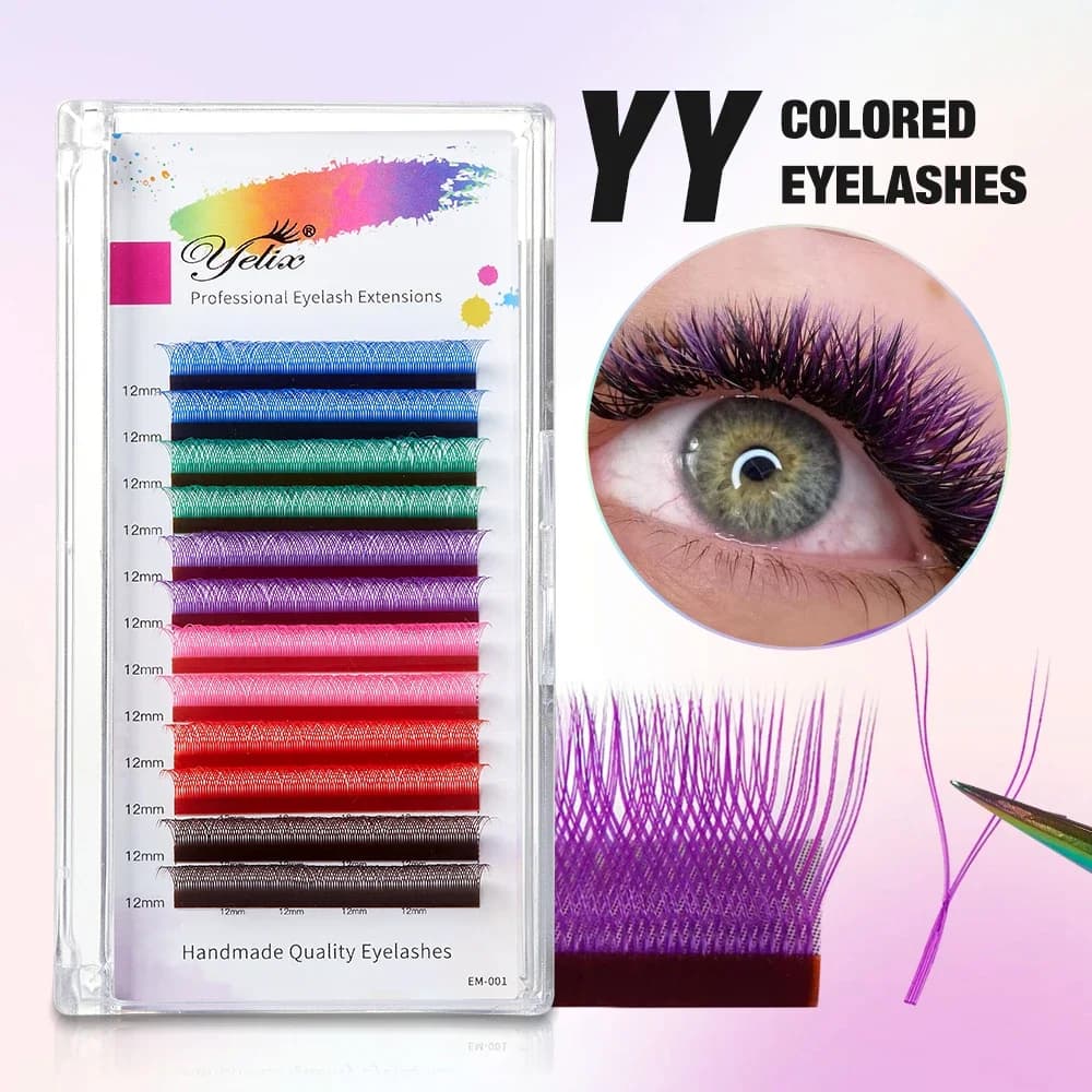 Bulu Mata YY Volume Campuran Coklat Gelap & Biru 8-12mm