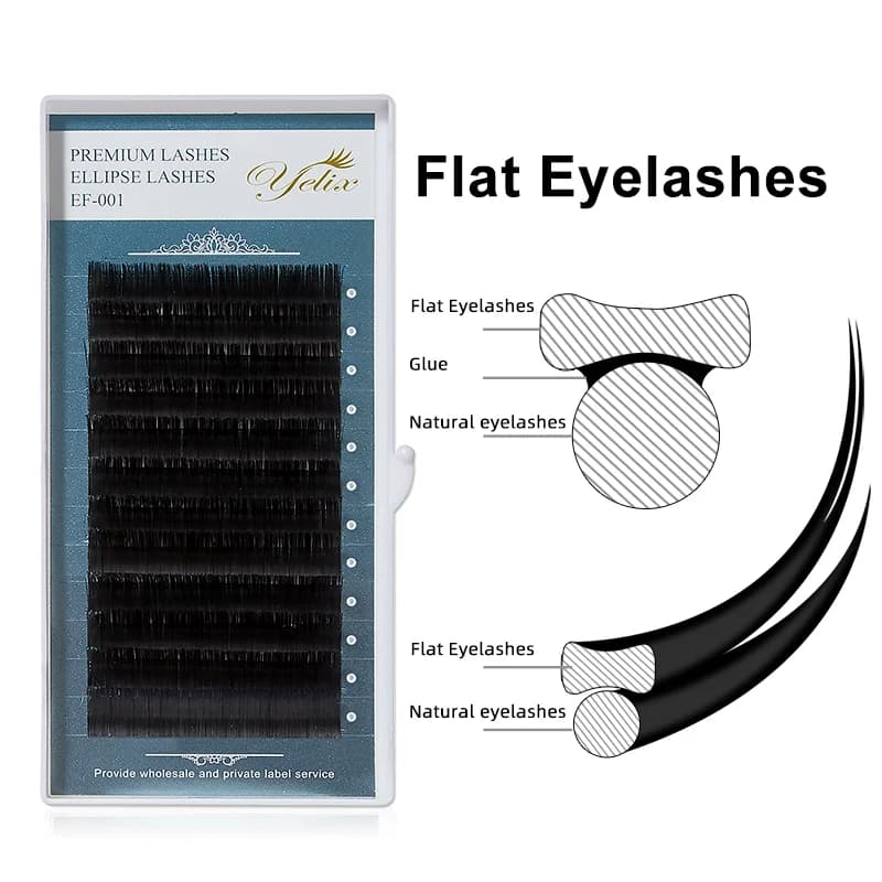 Sambungan Bulu Mata Tip Split Elips Rata 0.15mm 0.20mm