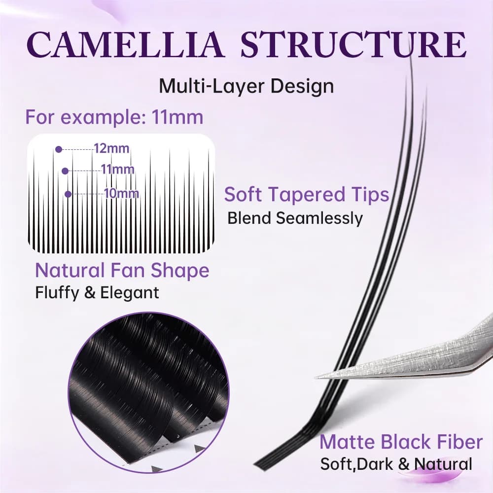 Sambungan Bulu Mata Volume Camellia Lembut Natural