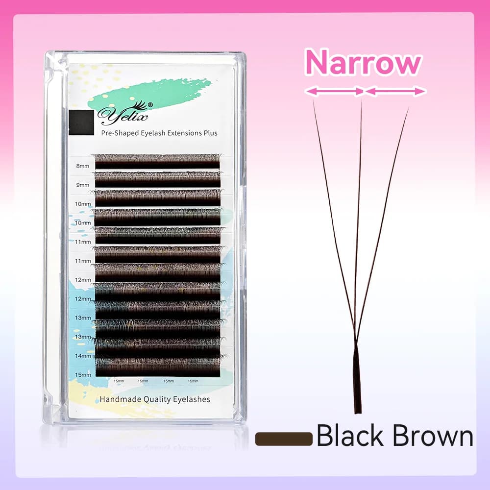 Kipas Volume Bentuk W 3D Sempit Hitam Coklat