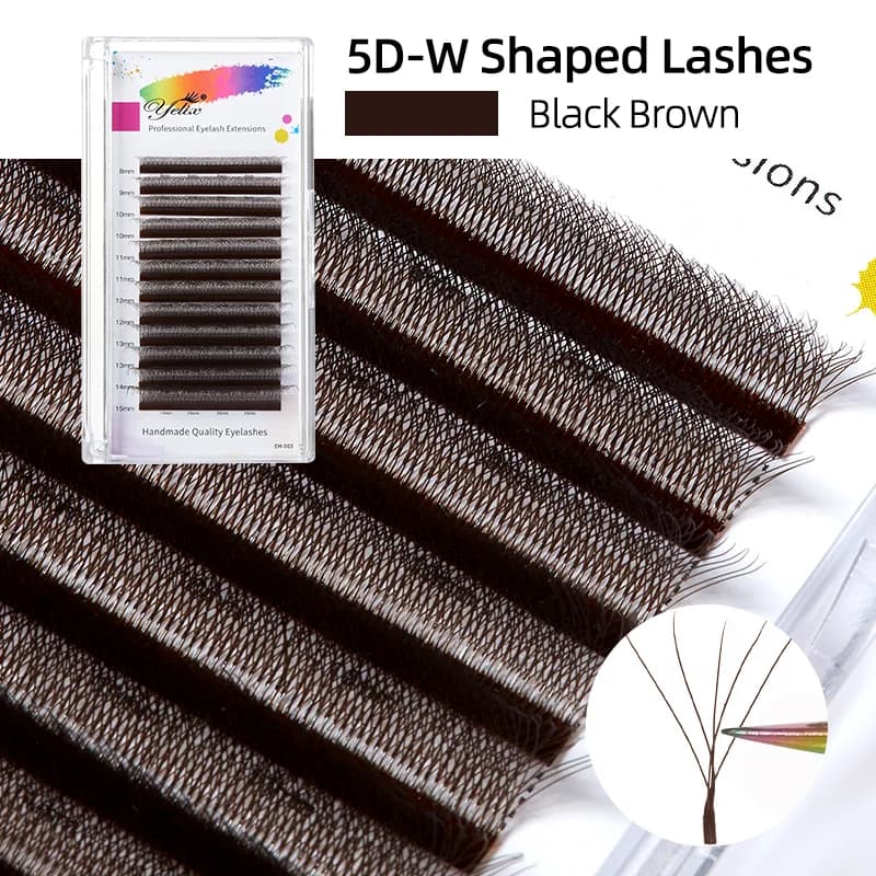 Ekstensi Bulu Mata Kipas Premade Bentuk W 2D-5D Coklat